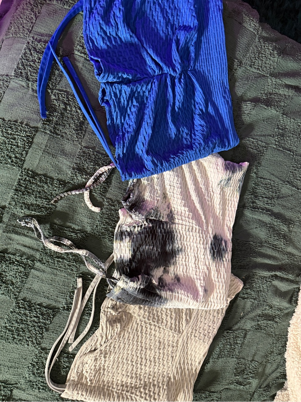Women’s  Ribbed/Scrunch butt  Drawstring on sides Shorts - Blue,Grey and Tie-Dye